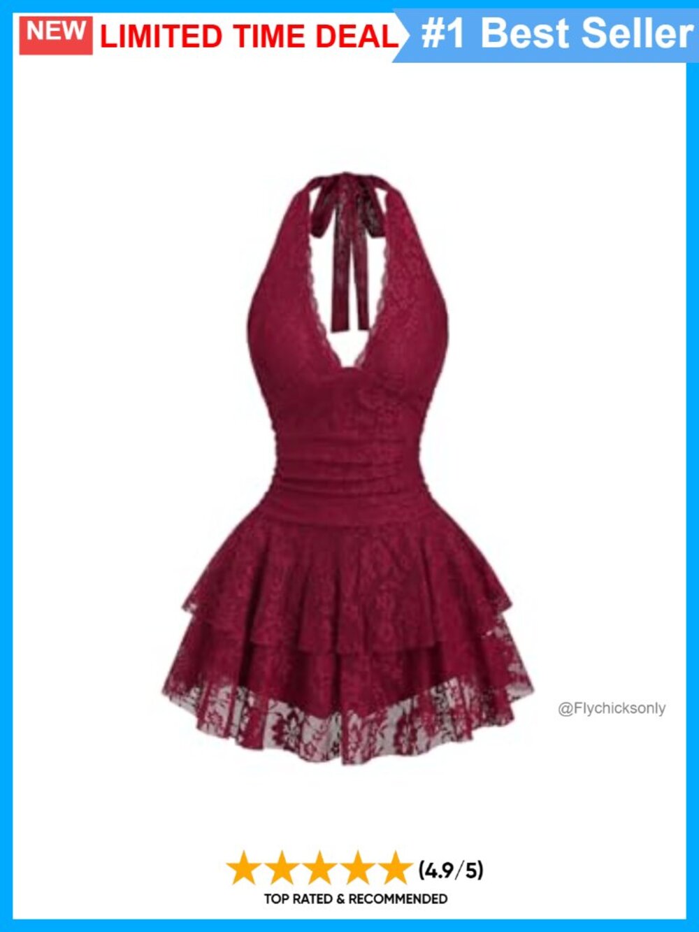 Lace Halter Mini Dress Sleeveless Open Tie Back Party Club Summer